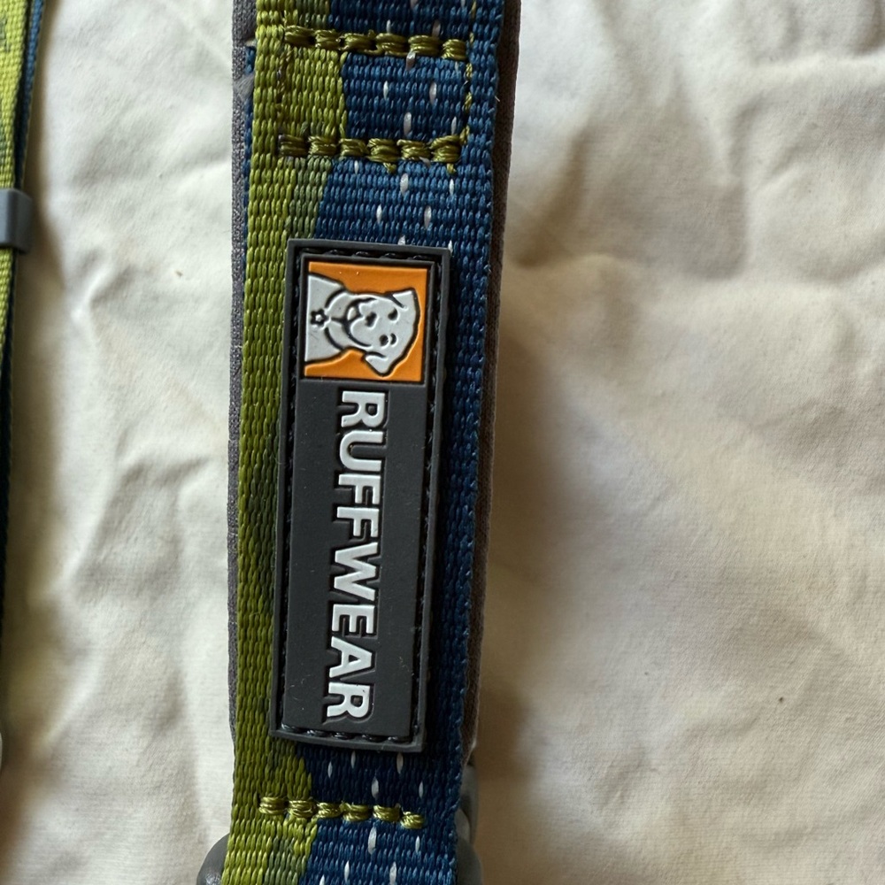 Blue and Green Reflective Ruffwear Crag EX Adjustable Dog Leash - hand/waist